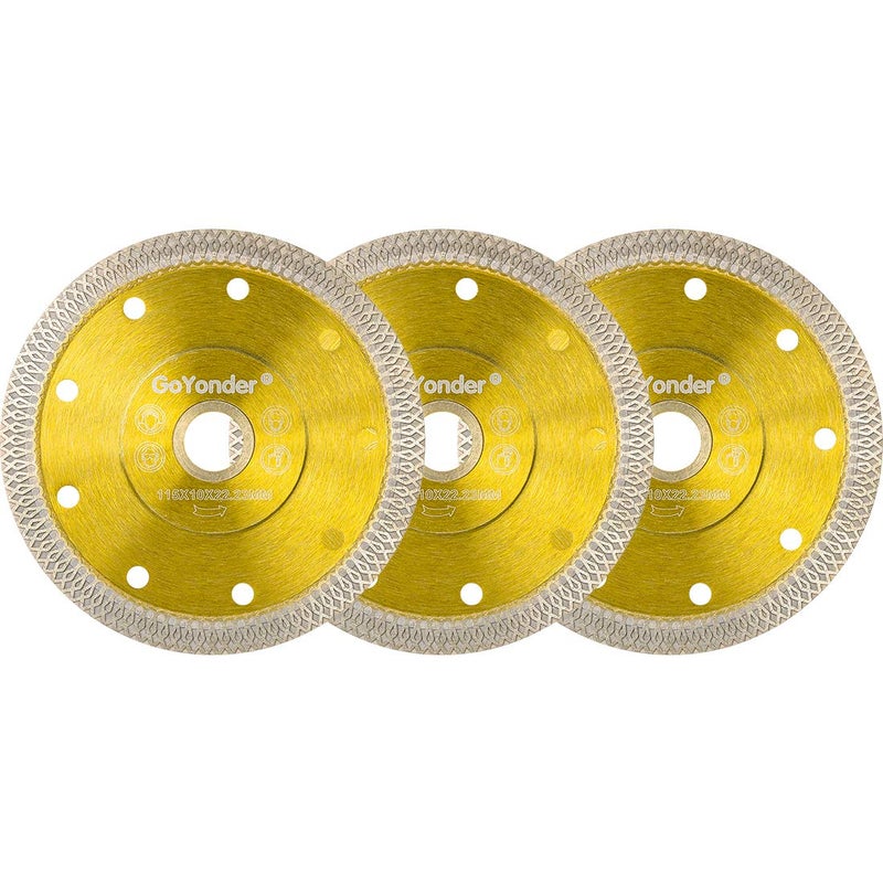 GoYonder 3 Pack 4.5"D115mm Super Thin Diamond Ceramic Saw Blade Porcelain Cutting Blade for Cutting Ceramic Or Porcelain Tile - Image 1